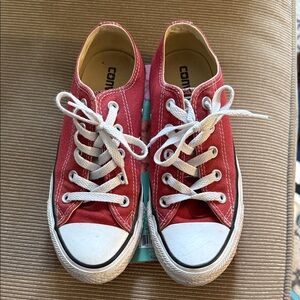 Converse Kids Red Low-Top Canvas Sneakers with White Laces